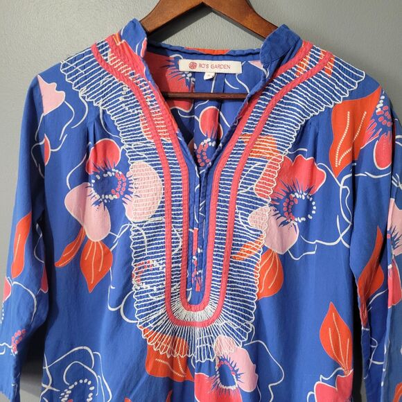 TUCKERNUCK Ro's Garden Maxi Dress Kaftan Size Small Embroidered Boho Tropical - Picture 6 of 15